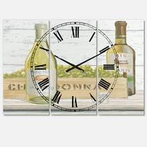 Designart 'White Chardonnay Wine Bottles' Farmhouse Wall Clock