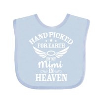 Inktastic Handpicked for Earth by My Mimi in Heaven with Angel Wings Boys or Girls Baby Bib