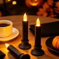 thumbnail image 6 of 1 Pc Halloween Flameless Taper Candles Flickering Battery Operated 3D Wick White LED Taper Candles for Halloween Dinner Table Weddin & Indoor Mantel Decor, 6.3x2.17 Inch, Black, 6 of 7