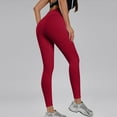 thumbnail image 6 of Yghzkop Women's High Waisted Ribbed Yoga Pants Tummy Control Butt Lifting Workout Leggings Solid Color Vertical Stripe Threaded Gym Running Compression Tight Fitting Athleisure Streetwear, 6 of 7