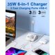 thumbnail image 2 of Bloque de cargador USB C VHBW de 35 W y 6 puertos para iPhone Samsung, color blanco, 2 of 8