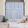 thumbnail image 4 of 3 Piece Kitchen Curtains and Valances Set Blue Floral Boho Cafe Curtains 36 Inch Length Retro Ethnic Tribe Abstract Art Valance & Tier Curtain for Living Room Bedroom Small Window 54"x18"+27"x36"*2, 4 of 6