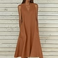 thumbnail image 6 of FNFYFH Plus Size Tank Maxi Dress for Women Summer V Neck Sleeveless Long Beach Linen Dresses Casual Loose Sundress with Pockets, 6 of 6