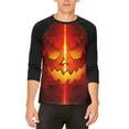 thumbnail image 1 of Halloween Intergalactic Pumpkin of Doom Mens Raglan T Shirt White-Black MD, 1 of 2