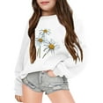 thumbnail image 2 of LIIPEE Girls Sweatshirts Cartoon Flower Printed Long Sleeve Round Neck Pullover Tops Big Girls Trendy Daily Wear Sweatshirts,White,9-10 Years, 2 of 3