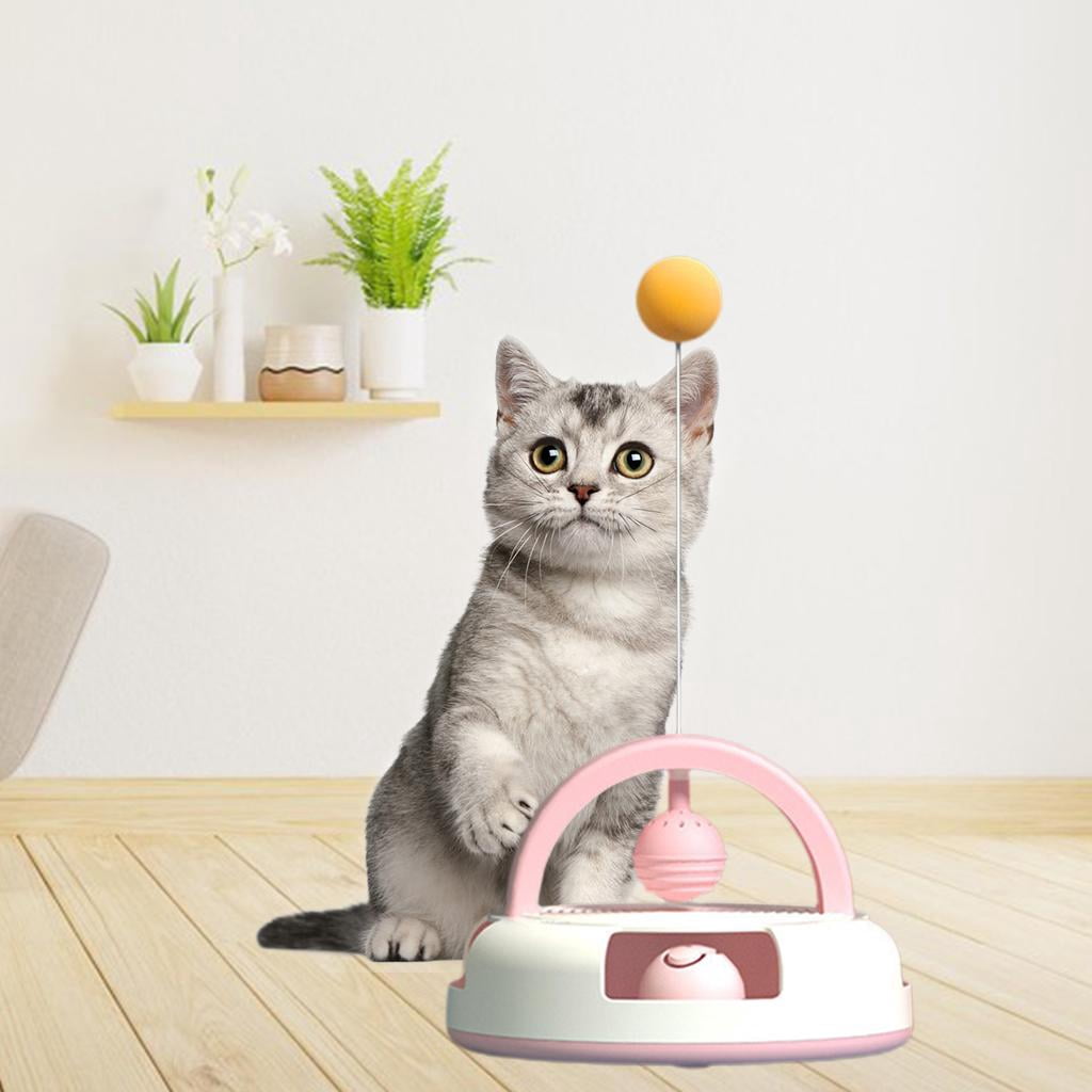 EHJRE Interactive Cat Toy, Circle Track with 1 Moving Ball Cat Turntable Toy, Non-Slip Detachable Cat Toy Suitable for All Cats - Pink