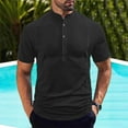 thumbnail image 5 of Qgtaibl Lightweight Henley Shirts for Men Short Sleeve Basic T-Shirt Solid Color Collared Button Down Pullover Summer Tee Tops Black,XXL, 5 of 6