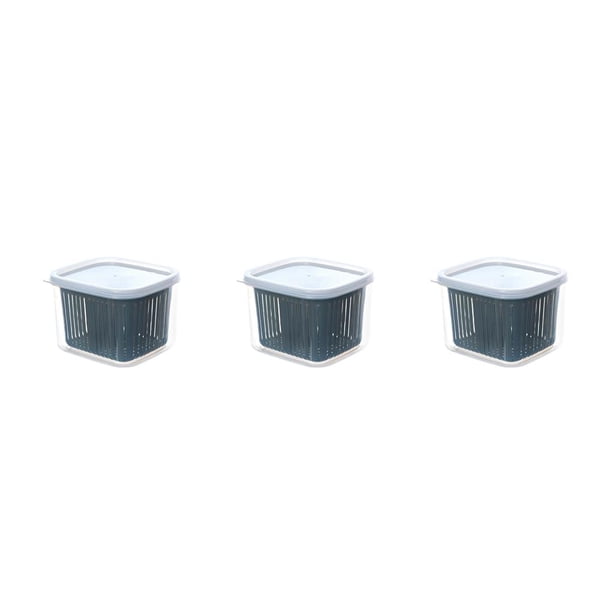 Naiovety Caja de mantenimiento fresco Refrigerador Fruta Jengibre Drenaje Crisper con tapa Filtro de conservación cuadrado Cesta Cocina Verde Type1 NO1