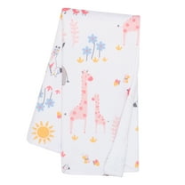 Lambs & Ivy Jazzy Jungle White Fleece Safari Animals Soft Baby Blanket
