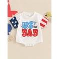 thumbnail image 2 of Zehjuhan 4th Of July Newborn Baby Girl Boy Rompers Stripes Star Print Short Sleeve Bodysuit Infant Short Jumpsuit For Independence Day, 2 of 8