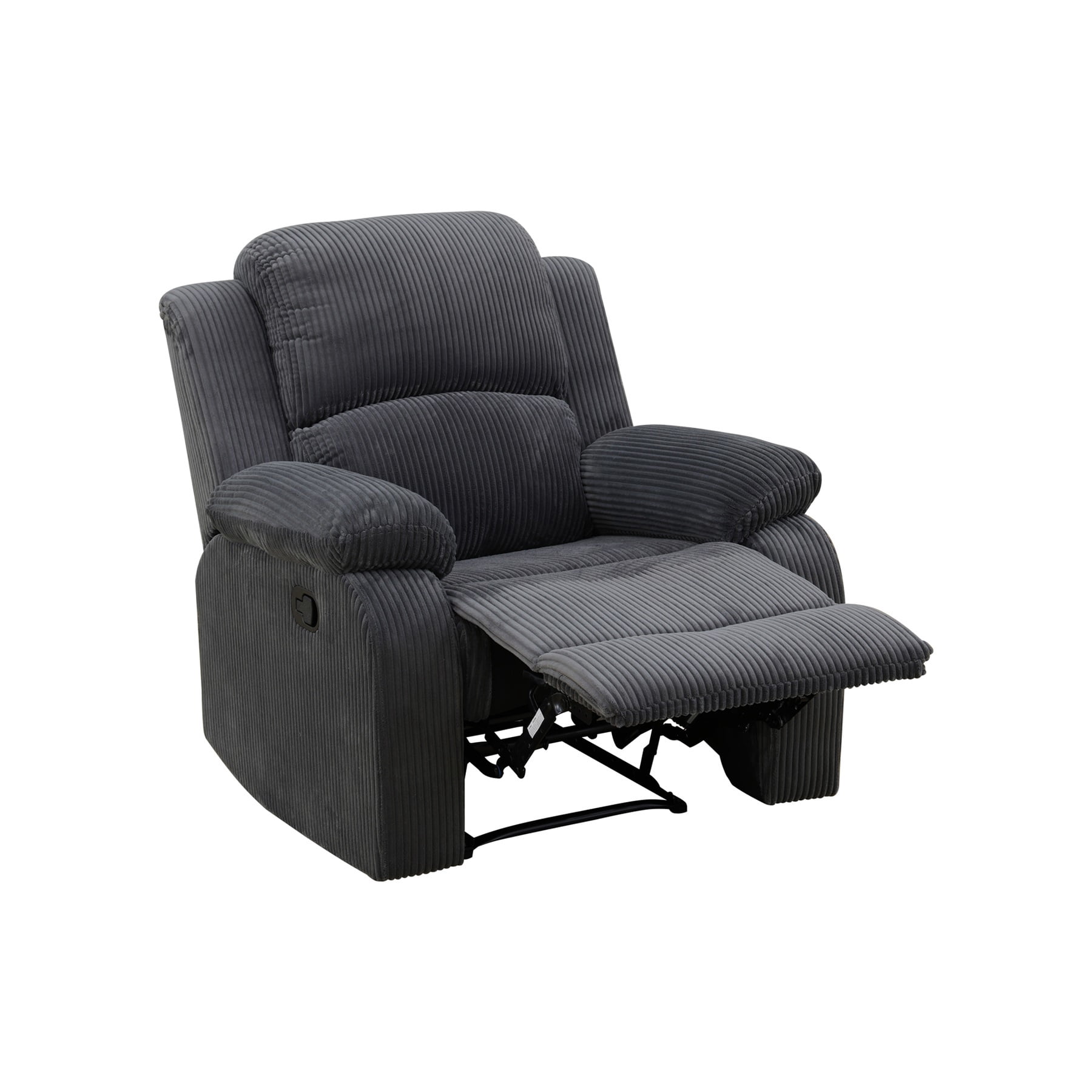 Hommoo Corduroy Manual Recliner Chairs for Living Room & Home Theater, Reclining Lounge Chair 160° Recline, Dark Grey