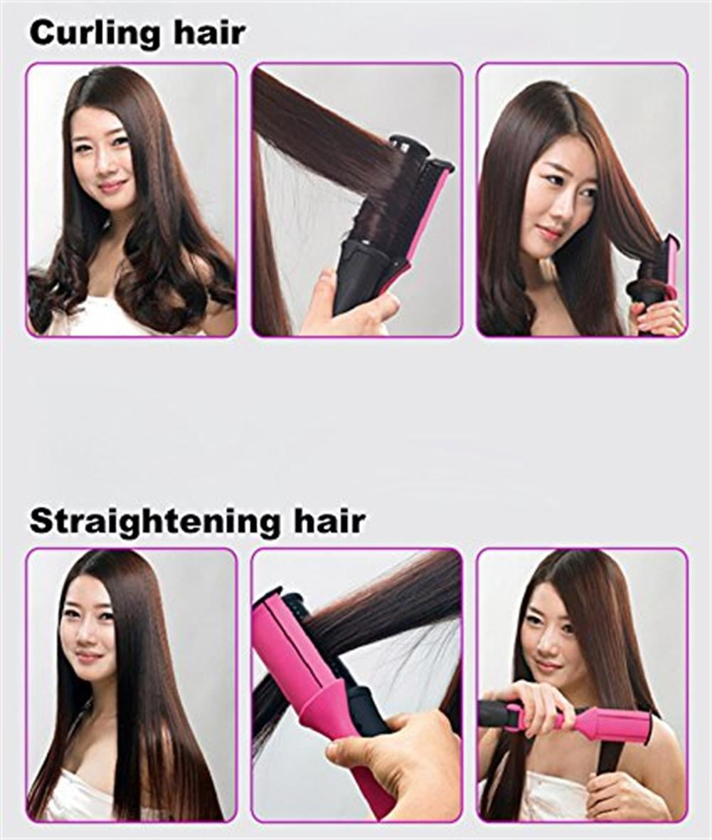 Automatic Rotating Styling Iron for Straightening & Curling, 2-in-1 Hair Styler with Polishing Cylinder for High Shine, 6 Heat Settings & Auto Shut-Off