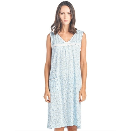 Casual Nights Women's Cotton Sleeveless Nightgown Sleep Shirt Chemise