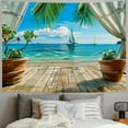 thumbnail image 2 of PRATYUS Ocean Beach Tapestry,Coconut Tree Tapestry Wall Hanging Palm Tree Tapestry Bohemian Tropical Paradise Sea Hawaii Landscape Tapestry Nature Scenery for Living Room,Home Decor… Painting, 2 of 6