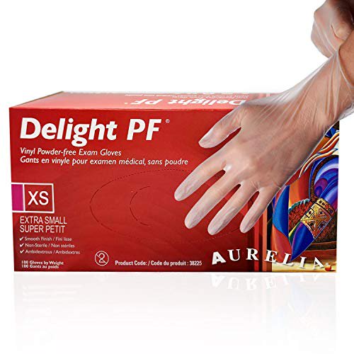 Gants en Vinyle à Usage Unique - Sans Latex Ni Poudre - Hypoallergéniques - Texture Lisse - Ambidextres - Durables - 100 Unités par Boîte (Grand)