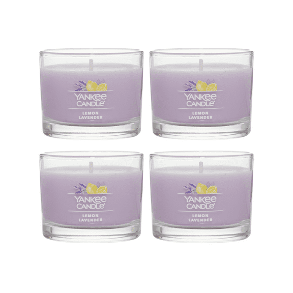 Yankee Candle Lemon Lavender Signature Votive Mini Candle Glass Jar, 1.3 oz (Pack of 4)