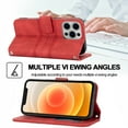 thumbnail image 5 of For iPhone 13 Pro Flip Case, Premium PU Leather Folio Flip with Design Card Slots Wrist Strap Shockproof Kickstand Magnetic Protective Girls Cover For iPhone 13 Pro, Red, 5 of 9