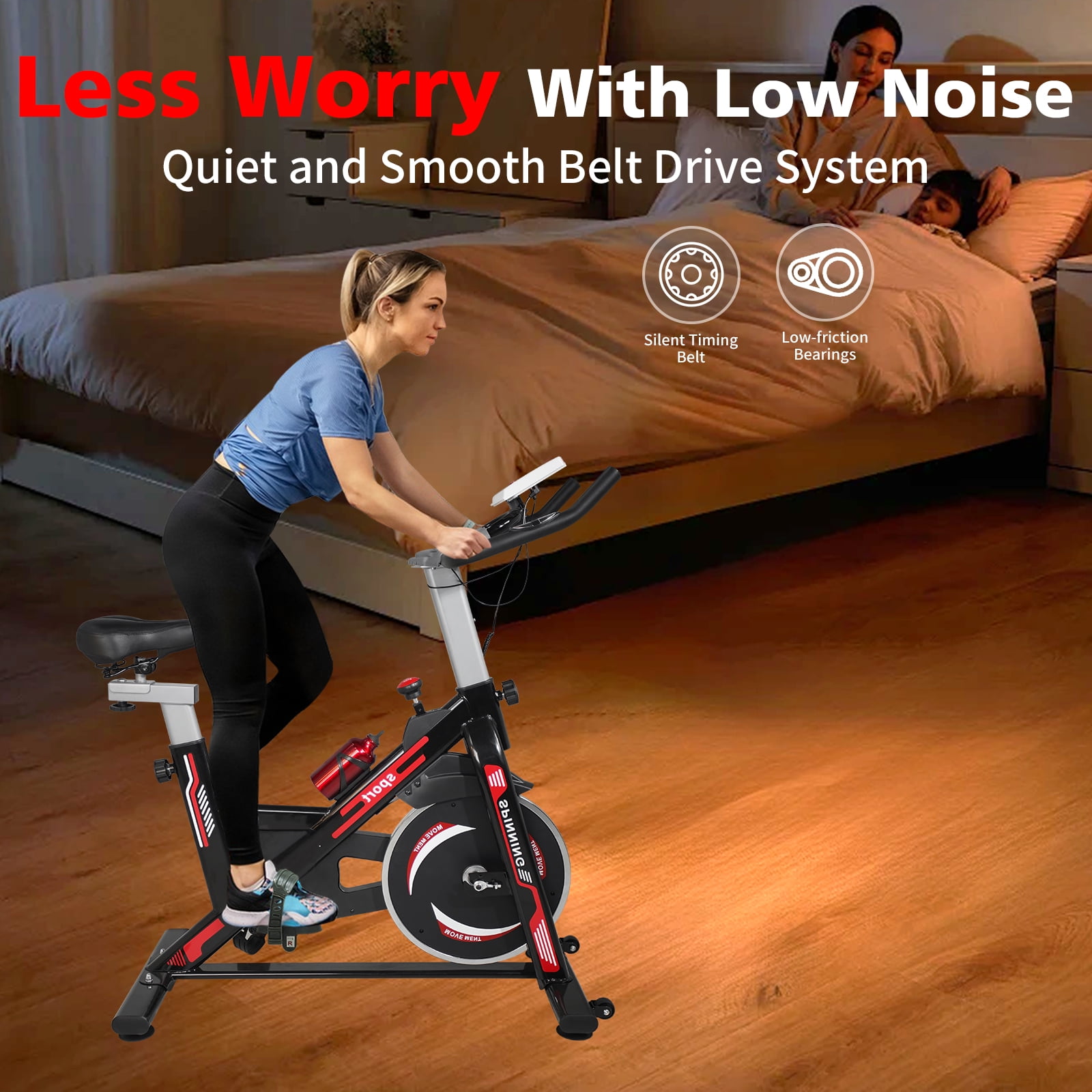 2024 New Cardio Stationary Exercise Bikes For Home With Comfortable Seat Cushion, LCD Display And Tablet Holder, 2-way Adjustable Non-slip Handlebars for Gym