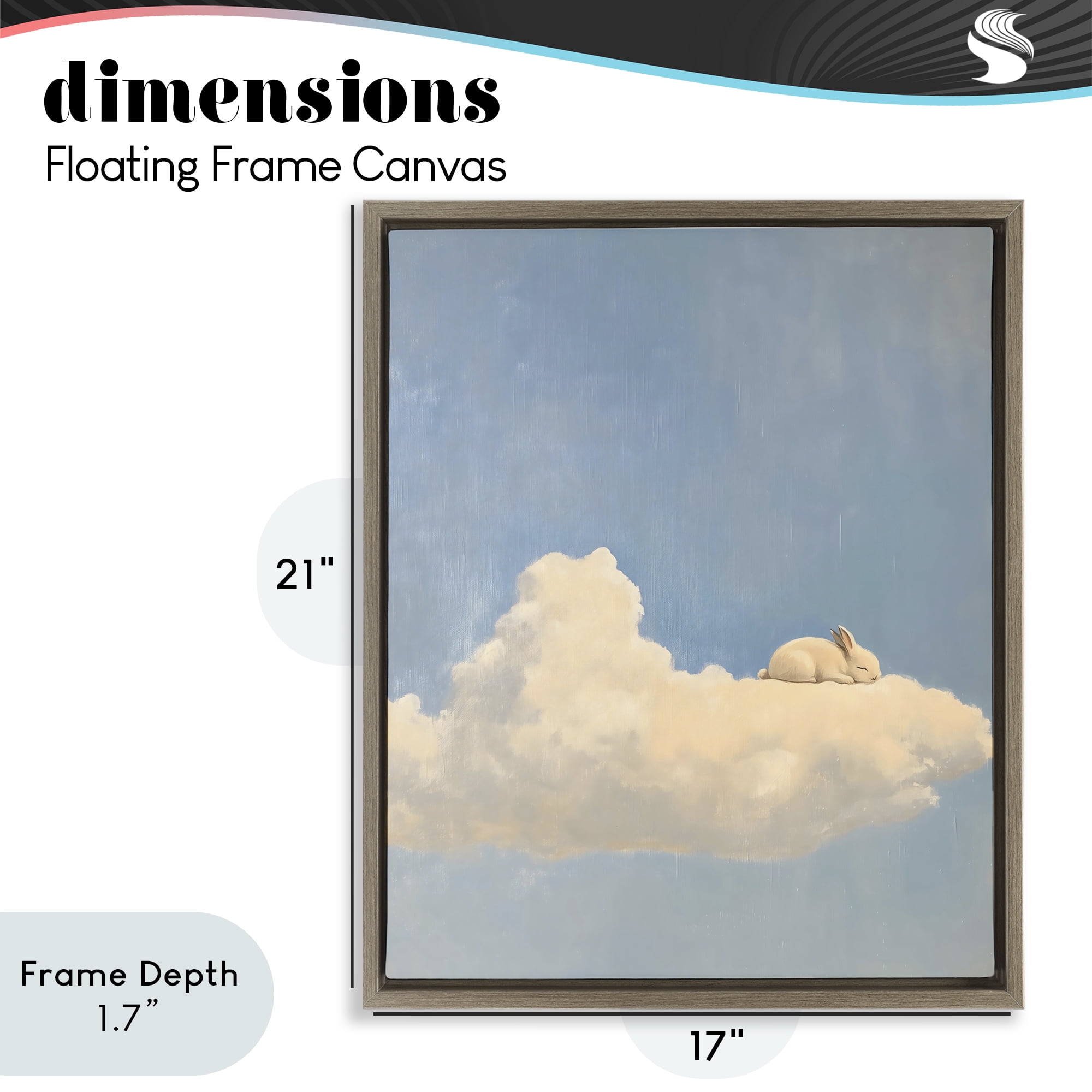 Stupell Industries Sleeping Bunny on Cloud Brown Framed Floater Canvas Wall Art, design by The Prints Vibe