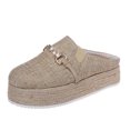 thumbnail image 1 of Moda mujer diapositiva zapatillas Flip Flop hebilla de metal plataforma zapatos de lona Wmkox8yii hj789, 1 of 9