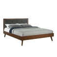 thumbnail image 4 of Linon Payson Queen Platform Bed with Tufted Headboard, Walnut/Gray, 4 of 11