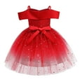 thumbnail image 3 of TAGOLD Toddler Kids Girls Princess Pageant Gown Christmas Party Paillette Wedding Dress Red 120, 3 of 5