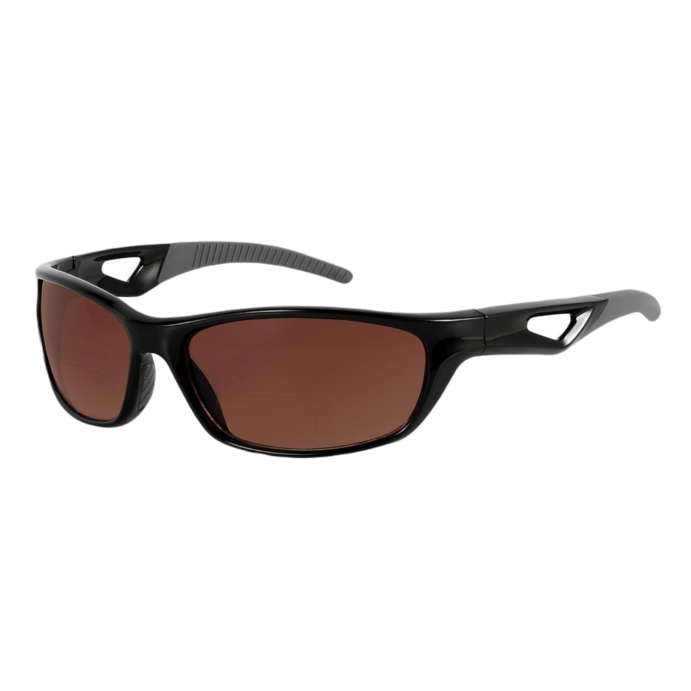 "The Competitor" Lightweight Precision Sport Wrap Polarized Bifocal Sunglasses Featuring High Definition Lenses - High Definition Amber - 2.50