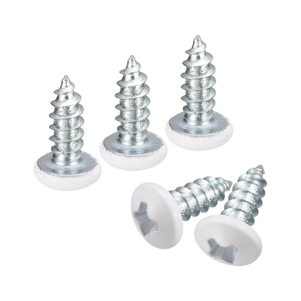 Uxcell ST4x10mm Tornillos Blancos Tornillos Autoperforantes, Paquete de 50 Tornillos de Cabeza Pan Phillips para Trabajos en Madera