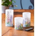 thumbnail image 3 of Plow & Hearth Flameless Pillar Candles with Floral Designs, Set of 3, 3 of 9
