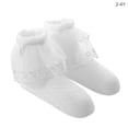 thumbnail image 3 of Minnieouse Calcetines de encaje Bebé niña 2 capas Volantes Tobillo Calcetín Calentador de pies de algodón para Kid Dance Gif, Blanco, 4-6Y Medias Blanco 2-4 años Minnieouse AP003202-01, 3 of 6