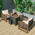 thumbnail image 3 of Patiojoy Table de Foyer au Propane pour l'Extérieur 28 Pouces Carré Table de Feu au Gaz avec Couvercle Amovible Pierre de Lave, 3 of 10