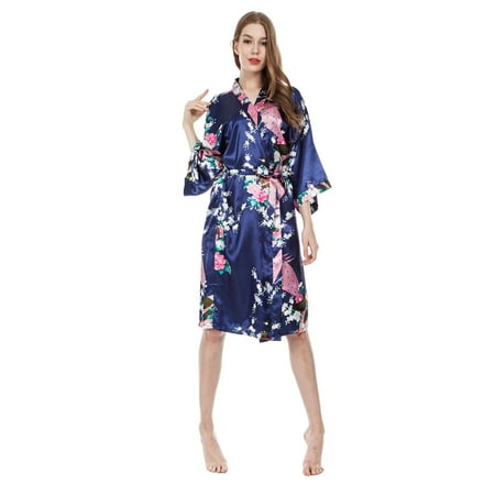 

Just Clearance! Women Kimono Robe Nightwear With Waist Belt Floral Frinted Nightgown Dress Gown Sleepwear Long Sleeve Home Suit