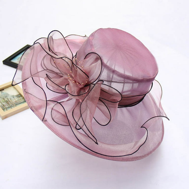 UDIYO Kentcky Derby Hats for Women Organza Church Floppy Hat Tea