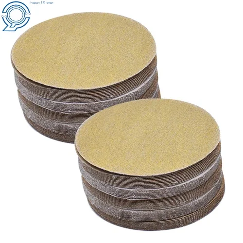 High Quality 100 Pack No-Hole Sand Paper 5" 120 Grit Hook Loop Pads Sanding Disc
