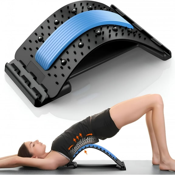 XIRQI Back Stretcher for Lower Back Pain Relief, 3 Level Back Cracking Device for Herniated Disc, Scoliosis, Back Cracker Board, Spine Decompression, Blue