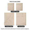 thumbnail image 3 of ROYALE LINENS - 4 Piece King Bed Sheet - Soft Brushed Microfiber 1800 Bedding Set - 1 Fitted Sheet, 1 Flat Sheet, 2 Pillow case - Wrinkle & Fade Resistant Luxury King Size Sheet Set (Sand, King), 3 of 10