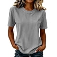 thumbnail image 3 of VBVC Women's Vertical Stripe Crew Neck T-Shirt , Ladies' Loose Fit Soft Casual Basic Top , Everyday Short Sleeve Shirts For Women,Black,S-2XL, 3 of 10