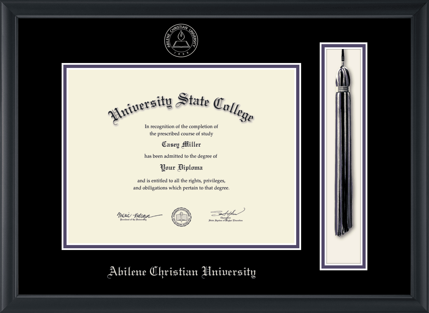 Officially Licensed Document Size 11 x 8.5 Silver Embossed Tassel Diploma Frame Abilene Christian University