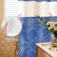 thumbnail image 2 of No Hook Shower Curtain with Built-in Rings - Abstract Washable Waterproof Fabric Bathroom Curtains for Hotel,Rentals, 72X 96 Inch Extra Long , Striped Round Hollow Circle Blue White, 2 of 9