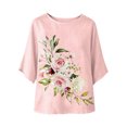 thumbnail image 5 of Favoffer Women's Printed Round Neck 3/4 Sleeve Blouses Loose Casual Tops Breathable Pullover Shirts for Spring Summer Daily Travel, 5 of 6