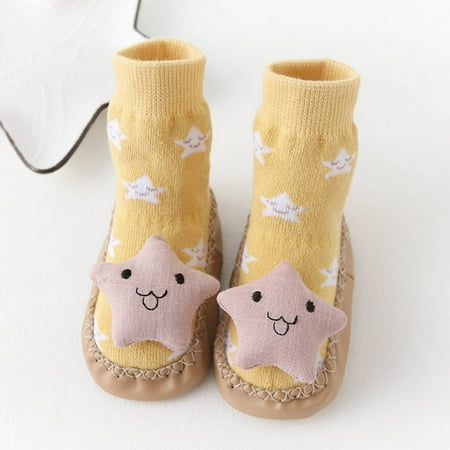 

TOWED22 Toddler Sneaker Boys Cute Children Toddler Shoes Autumn And Winter Boys And Girls Floor Socks Shoes Flat Bottom Non Slip Yellow