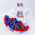 thumbnail image 2 of TOWED22 4th of July Baby Girl Outfits Summer Clothes Newborn Ruffled Romper American Flag Dress with Bow Headband 0-18 Months(Watermelon Red,0-3 M), 2 of 4