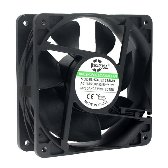 SXDOOL EC Motor Cooling Fan, 120mm Fan, 120mm 38mm AC 110V 115V 120V 220V 240V, Dual Ball Bearing 3000RPM Powerful