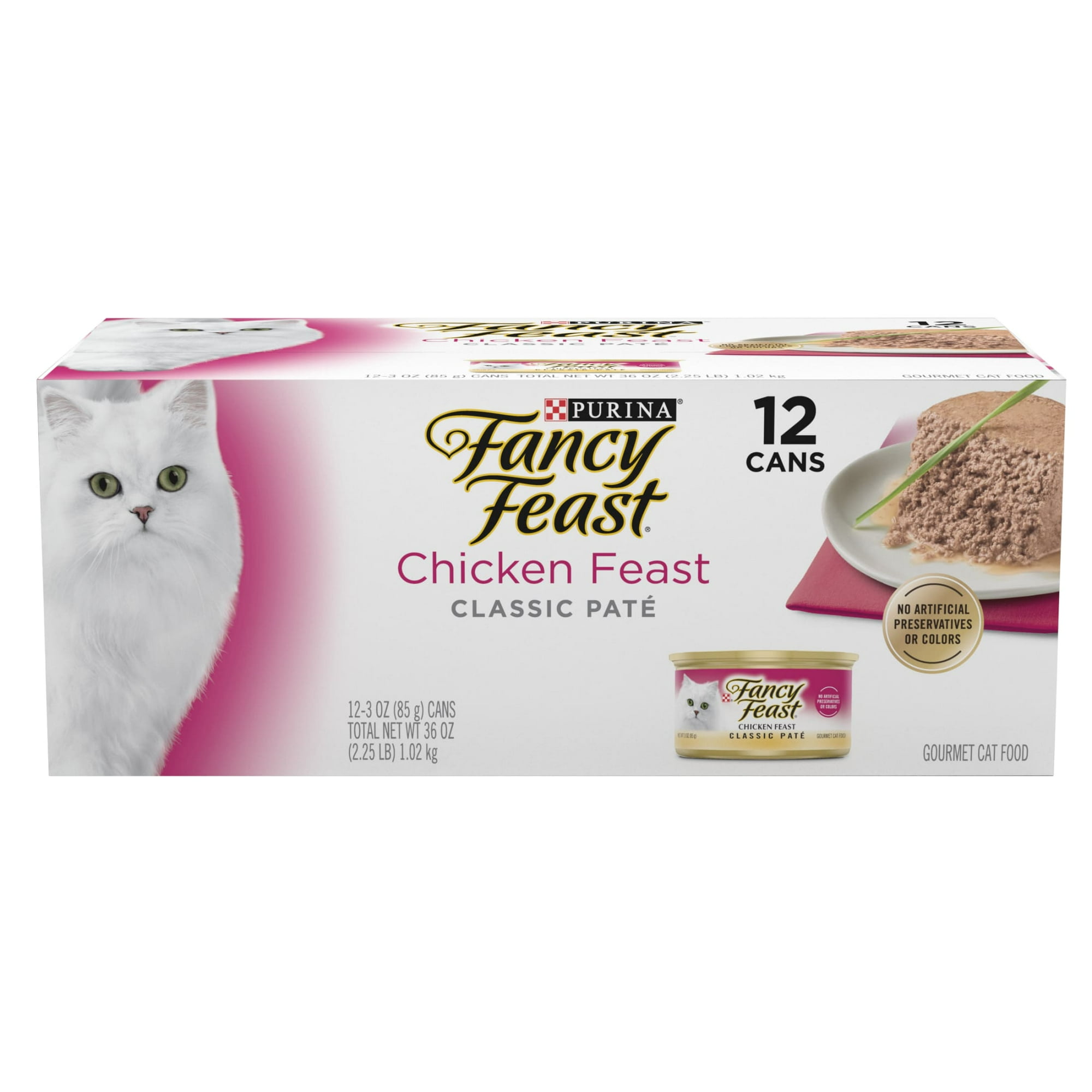 Purina Fancy Feast Chicken Feast Pate Wet Cat Food, 3 oz Cans (12 Pack)