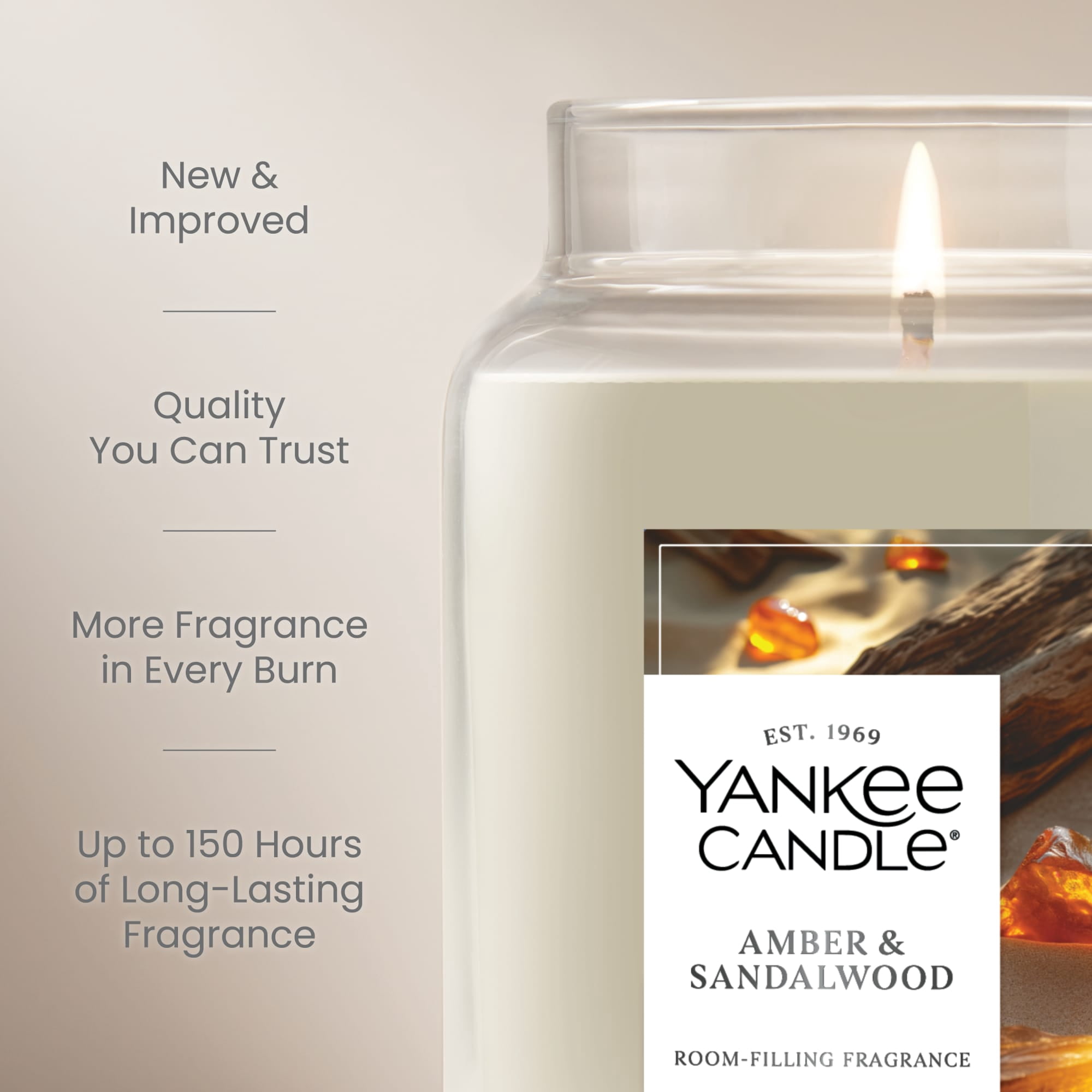 Yankee Candle Amber & Sandalwood Original Large Jar Scented Candles, 22 oz