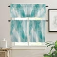 thumbnail image 2 of Teal Green Marble Kitchen Curtains Valance and Tier Curtains Set, Gold Yellow Lines Ombre Color Marble Farmhouse Curtain & Drape 3PCS Rod Pocket Window Short/Half/Small Tier Curtain 27.5x36x2, 2 of 6