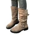 thumbnail image 6 of YLYL Women's Snow Boots Wide Calf Round Toe Non Slip Chunky Heel Warm Winter Combat Hiking Mid Calf Boots, 6 of 9
