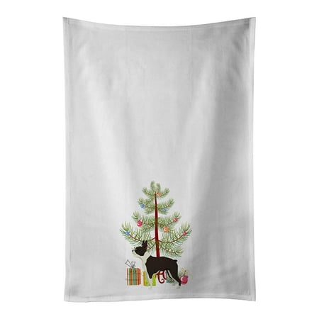 

Boston Terrier Christmas Tree White Kitchen Towel Set of 2 19 in x 28 in