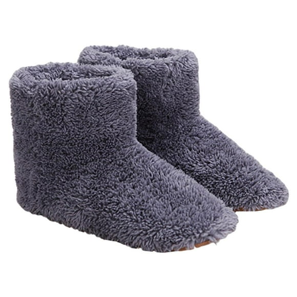 USB Electric Heating Slippers, Heated Plush Shoe,Indoor Foot Warmers, Winter Cold Weather Shoes, House Shoes, Keep Women Men Foot Warmer, Comfortable - grey