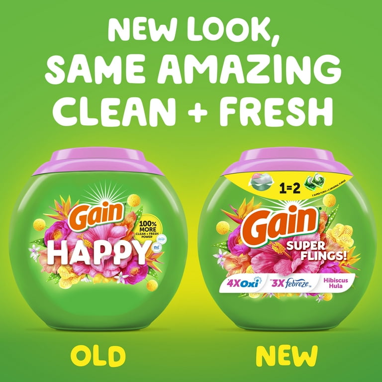 Gain Laundry Detergent Packs, Super-Sized Flings, Hibiscus Hula